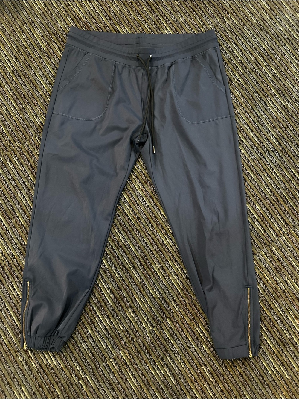 ZYIA Women’s Navy Drawstring Joggers with Ankle Zippers